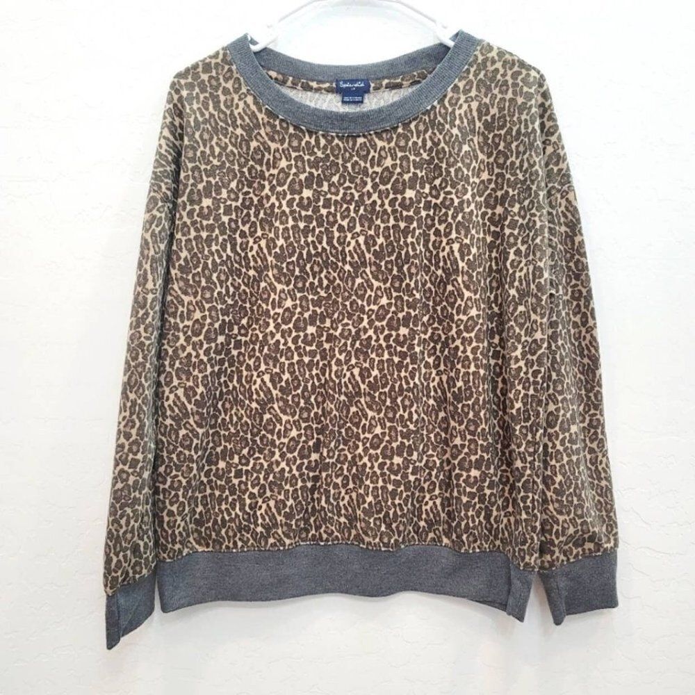 Splendid Leopard Animal Print Sweater Long Sleeve Crew Neck Pullover SIZE SMALL